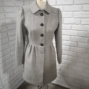 H&M Ladies Size 8 Fully Lined 50% Recycled Wool Grey Coat